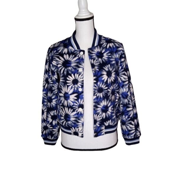 Tommy Hilfiger Daisy Blue Navy White Bomber Jacket Women's/Juniors Sz. L - Picture 1 of 6